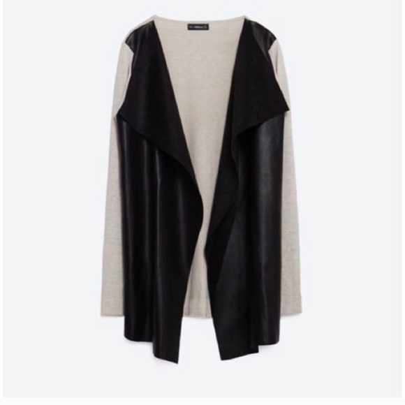 Zara Leather (faux) Knit Cardigan
